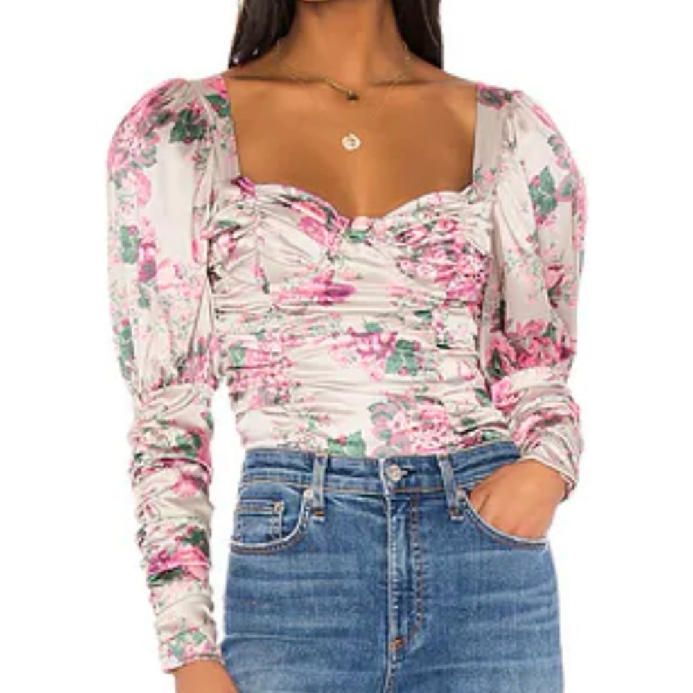 For Love And Lemons Pink Floral Blouse